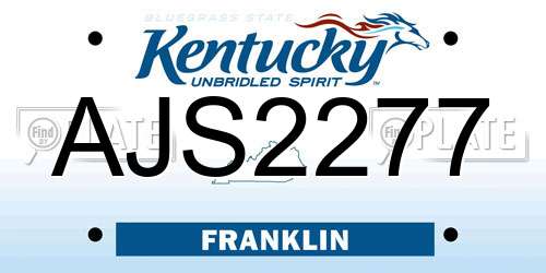 AJS2277 Kentucky License Plate