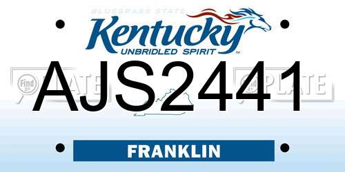 AJS2441 Kentucky License Plate