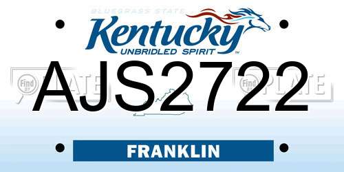 AJS2722 Kentucky License Plate