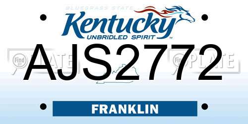 AJS2772 Kentucky License Plate