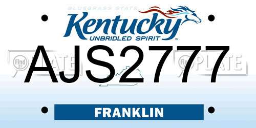 AJS2777 Kentucky License Plate