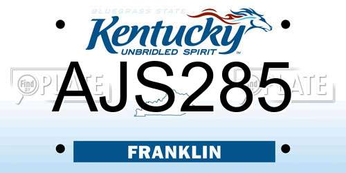 AJS285 Kentucky License Plate