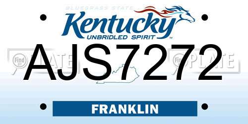 AJS7272 Kentucky License Plate