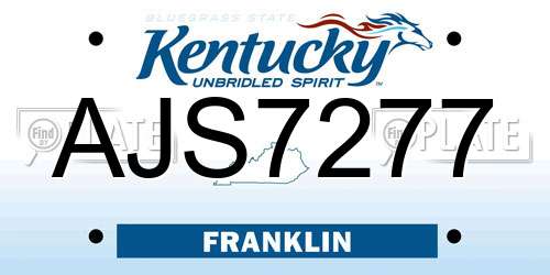AJS7277 Kentucky License Plate