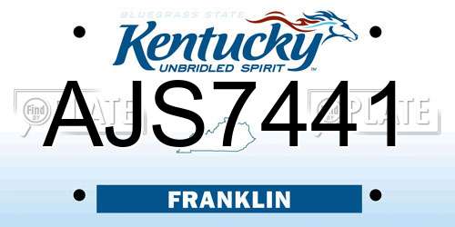 AJS7441 Kentucky License Plate