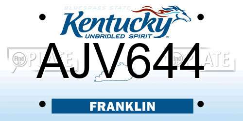 AJV644 Kentucky License Plate