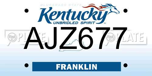 AJZ677 Kentucky License Plate