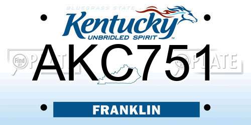AKC751 Kentucky License Plate