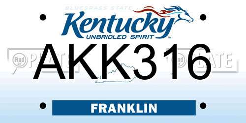 AKK316 Kentucky License Plate
