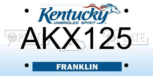 AKX125 Kentucky License Plate