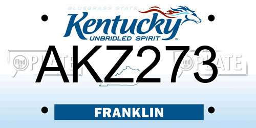 AKZ273 Kentucky License Plate
