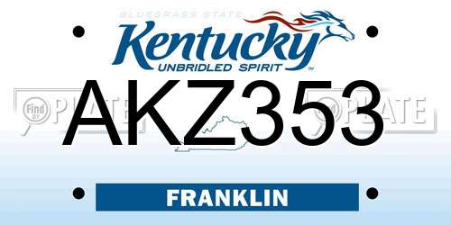 AKZ353 Kentucky License Plate