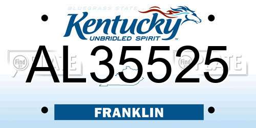 AL35525 Kentucky License Plate
