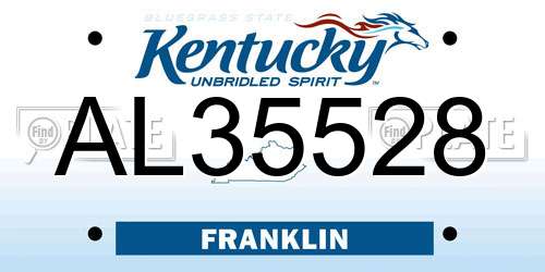 AL35528 Kentucky License Plate