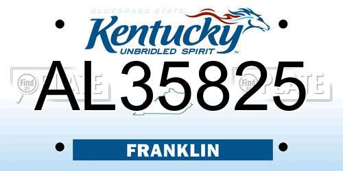 AL35825 Kentucky License Plate