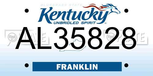 AL35828 Kentucky License Plate