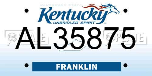 AL35875 Kentucky License Plate
