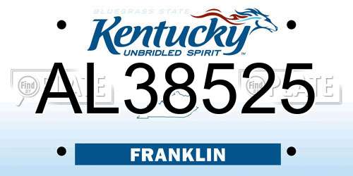 AL38525 Kentucky License Plate