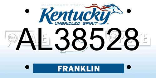 AL38528 Kentucky License Plate