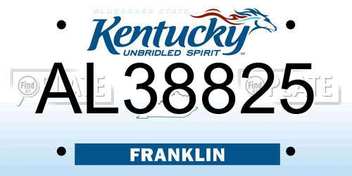 AL38825 Kentucky License Plate