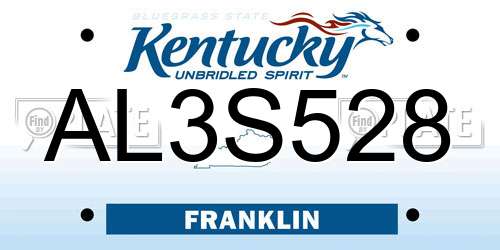 AL3S528 Kentucky License Plate