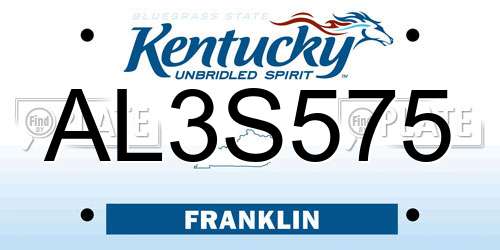 AL3S575 Kentucky License Plate