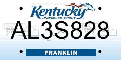 AL3S828 Kentucky License Plate