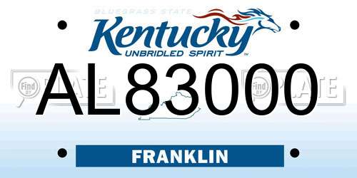AL83000 Kentucky License Plate