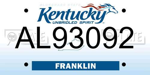 AL93092 Kentucky License Plate