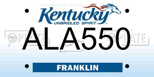 ALA550 Kentucky License Plate