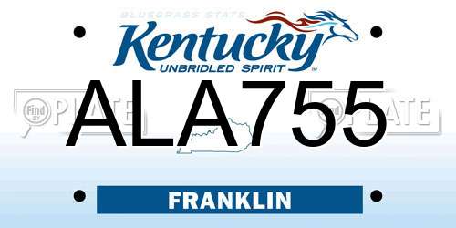 ALA755 Kentucky License Plate