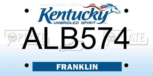 ALB574 Kentucky License Plate