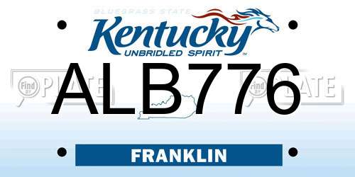 ALB776 Kentucky License Plate