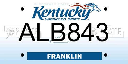 ALB843 Kentucky License Plate