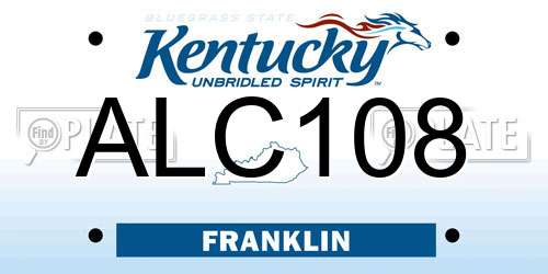 ALC108 Kentucky License Plate