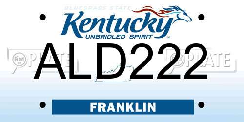 ALD222 Kentucky License Plate