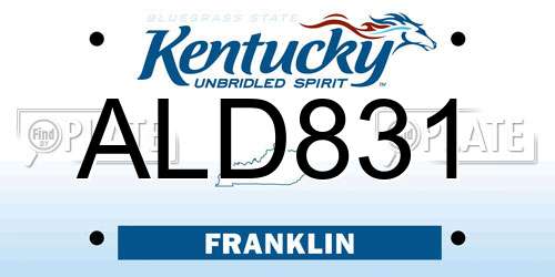ALD831 Kentucky License Plate