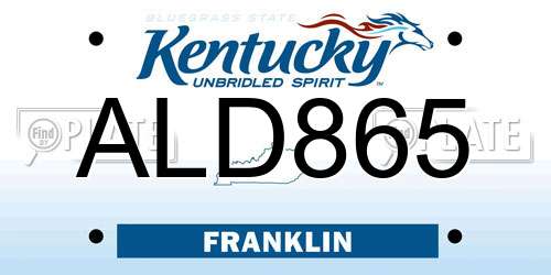 ALD865 Kentucky License Plate