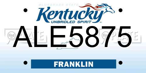 ALE5875 Kentucky License Plate