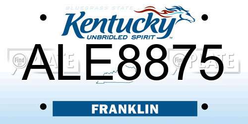 ALE8875 Kentucky License Plate