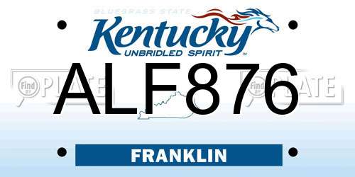 ALF876 Kentucky License Plate