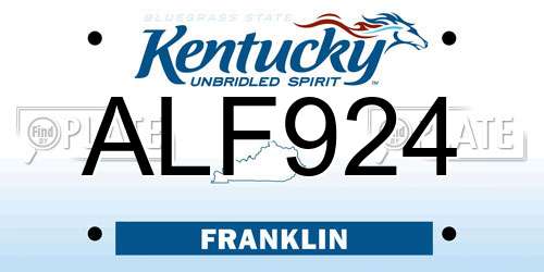 ALF924 Kentucky License Plate