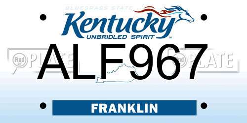 ALF967 Kentucky License Plate