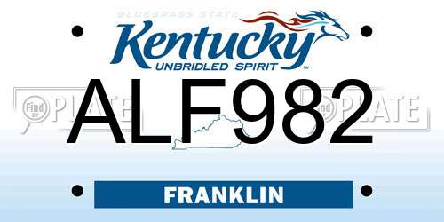 ALF982 Kentucky License Plate