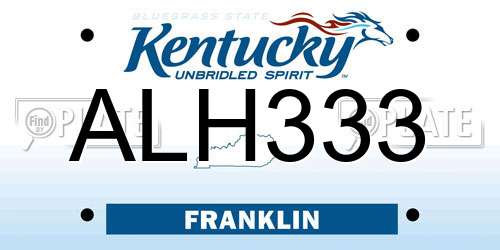 ALH333 Kentucky License Plate