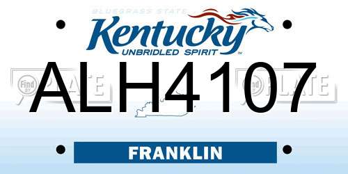 ALH4107 Kentucky License Plate