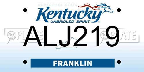 ALJ219 Kentucky License Plate