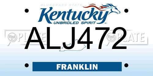 ALJ472 Kentucky License Plate