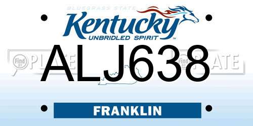 ALJ638 Kentucky License Plate