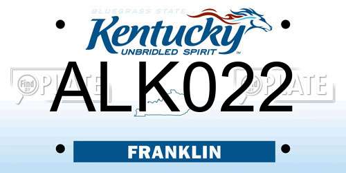ALK022 Kentucky License Plate